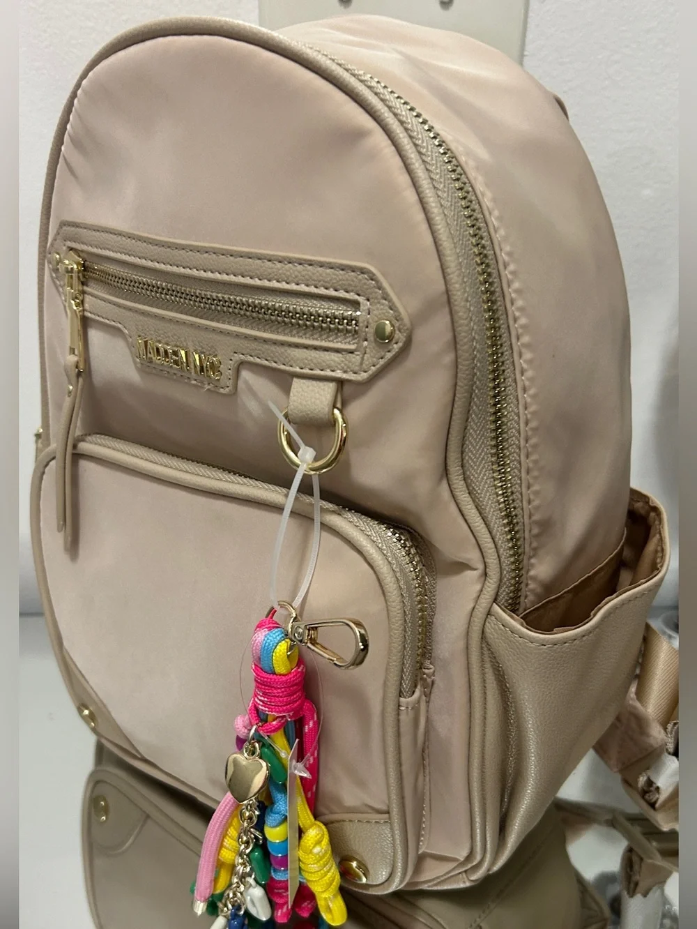 Madden NYC Mini Backpack Beige Taupe Gold Hardware NWT